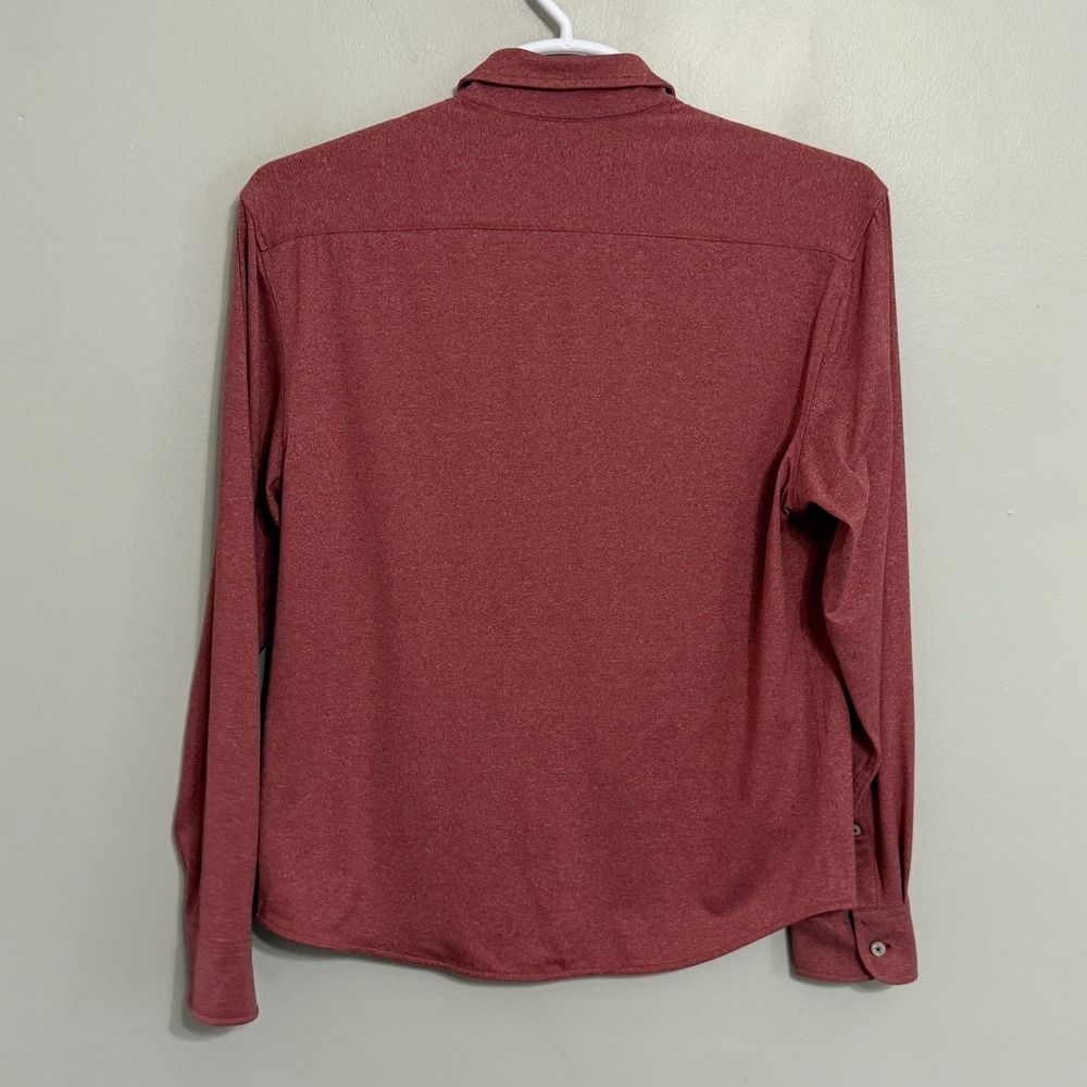 UNTUCKit Mens Medium Red Heathered Performance Long Sleeve Button Up Shirt - Picture 3 of 6